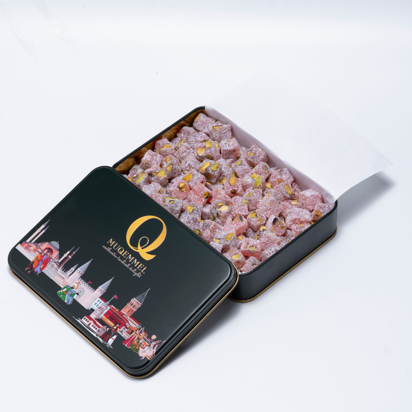 400g Nar Aromalı Antep Fıstıklı Hindistan Cevizi Kaplı Lokum ( Siyah )